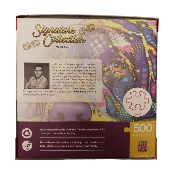 NEW!! Dean Russo "My Dog Blue" 500 Pc Puzzle Signature Collection MasterPieces - Picture 3 of 5